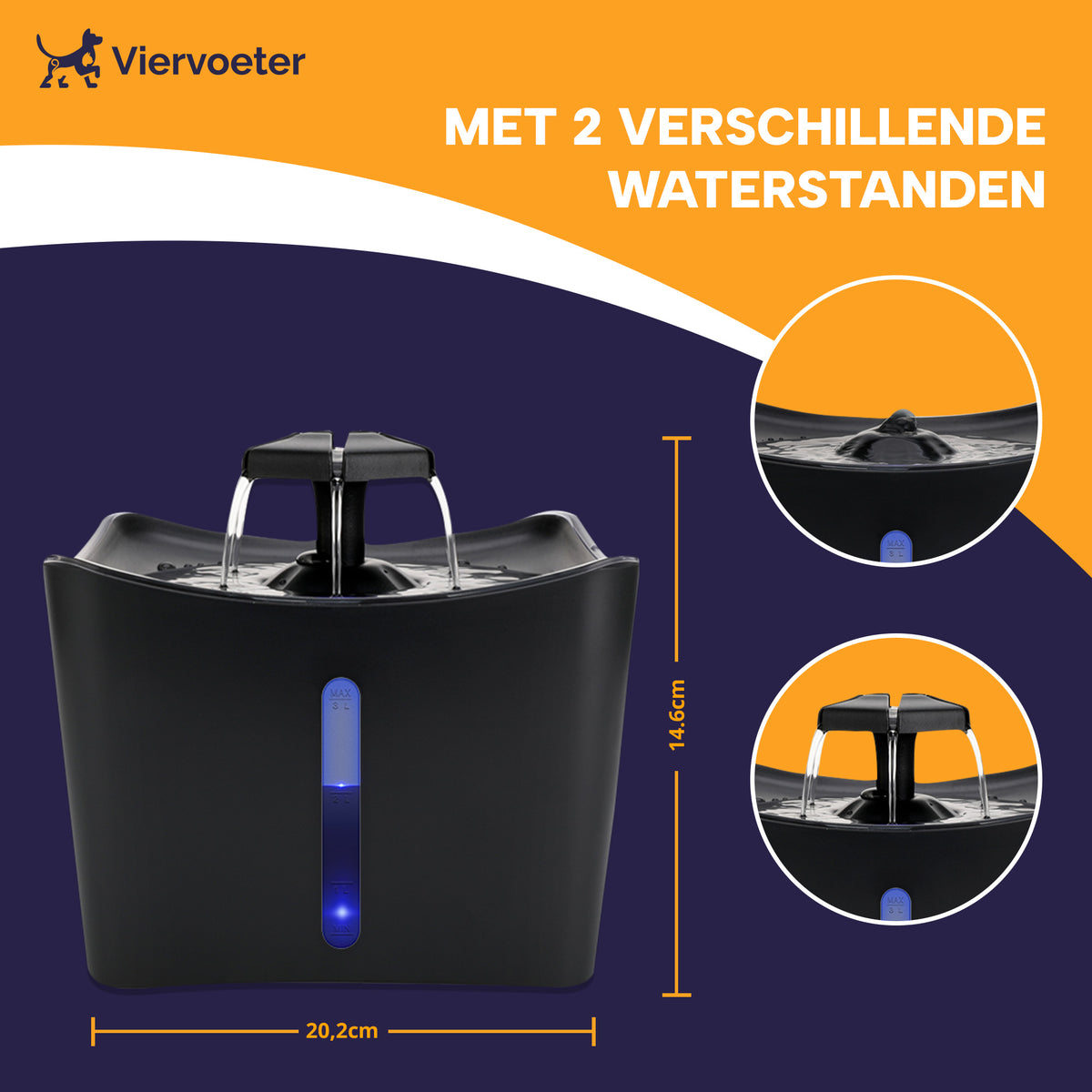 Vierbeiniger Trinkbrunnen – Katzenbrunnen-Trinknapf, automatisch fließendes Wasser – 3 Liter