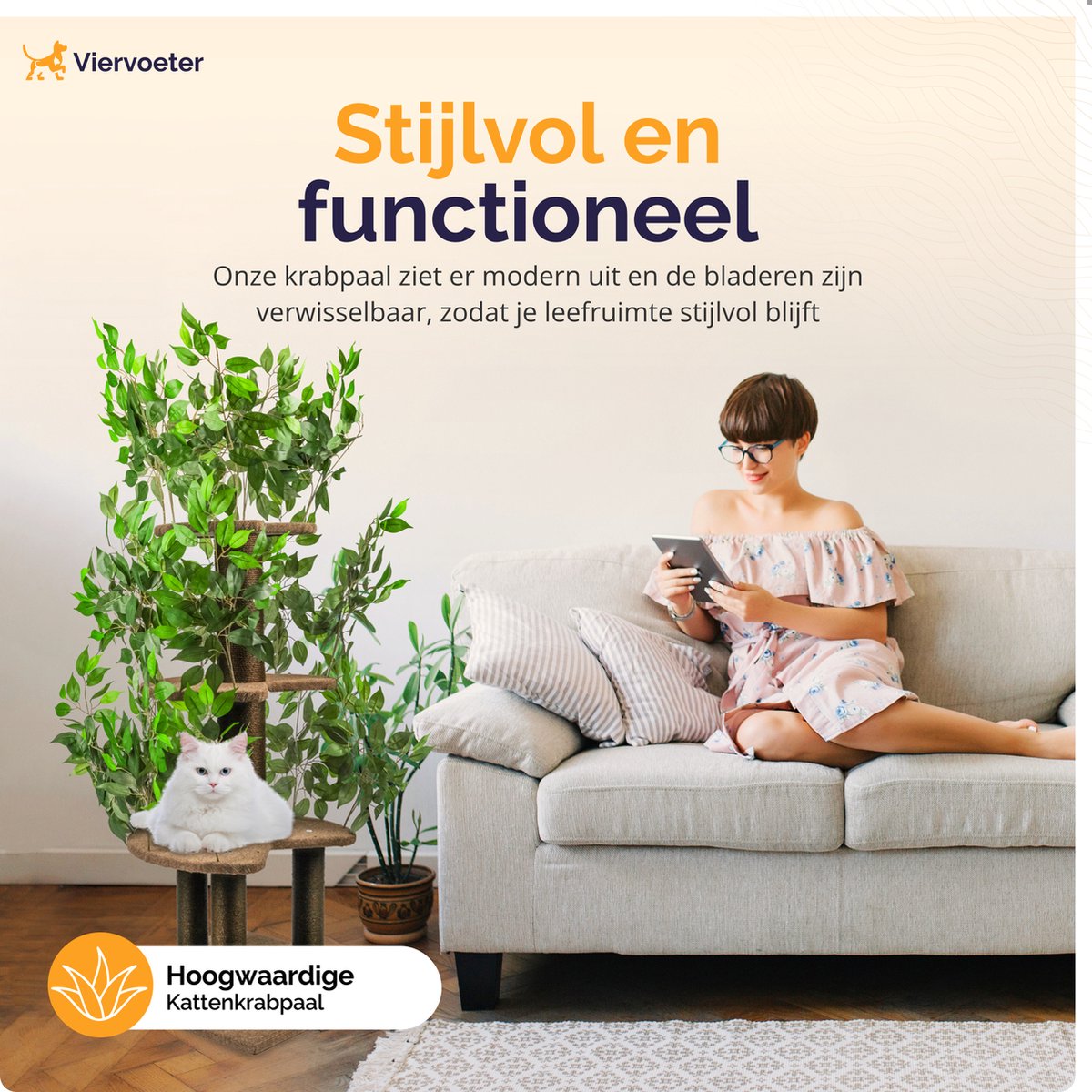 Kratzbaum mit Blättern 165x60x60