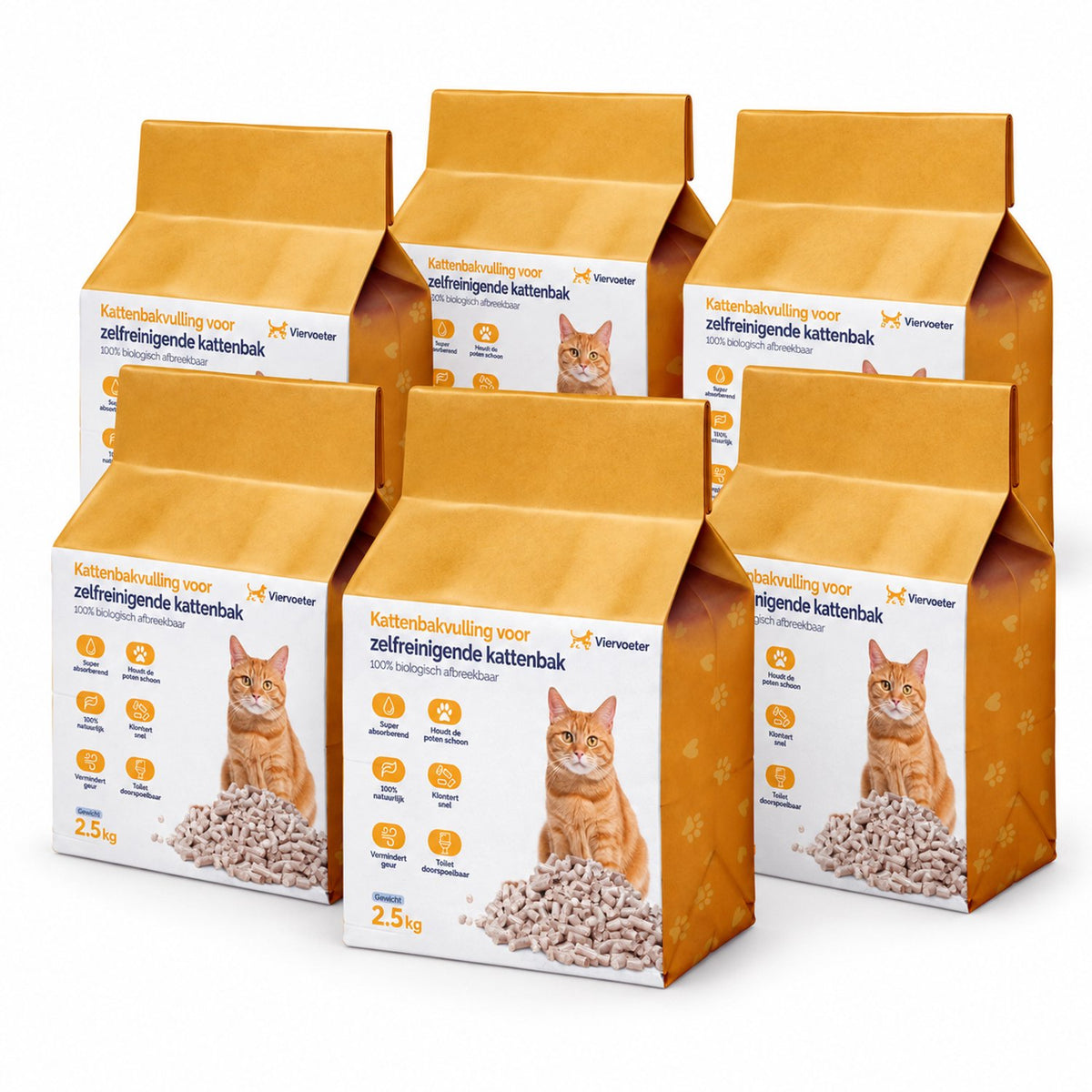 Viervoeter tofu kattenbakvulling 15kg #kleur-normaal