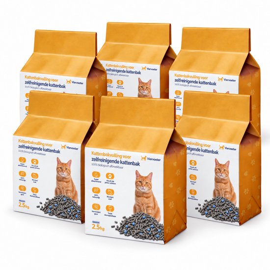Viervoeter tofu kattenbakvulling met actieve kool 15kg #kleur-actieve-kool