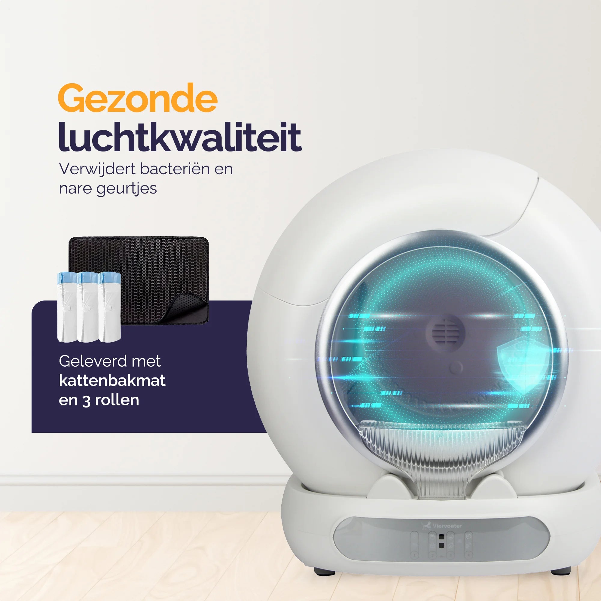 Viervoeter Fresh 3 -Zelfreinigende kattenbak Silver